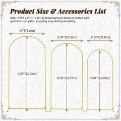 7.2FT, 6.6FT, 6FT Arch Backdrop Stand for Wedding Ceremony Birthday Party Garden
