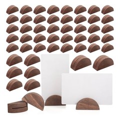 50 Pcs Wooden Table Number Stands, Semicircular Place Card Holders for Table Num