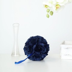 2 NAVY BLUE 7″ Silk Roses Flowers Kissing Balls Wedding Events Centerpieces