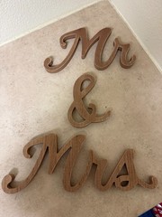 Mr & Mrs Wood Cut Words Sign Wedding 3 Pieces Hobby Lobby