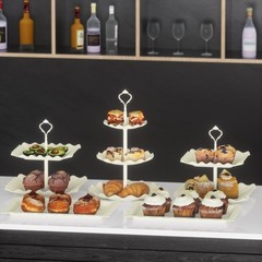 10 Pack Dessert Stand Set – 3 Two-Tier & 3 Three-Tier Cupcake Holders, Cookie Tr