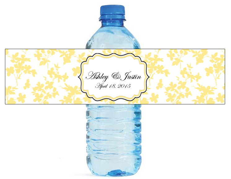 Spring Yellow Wedding anniversary Engagement Party Water Bottle Labels