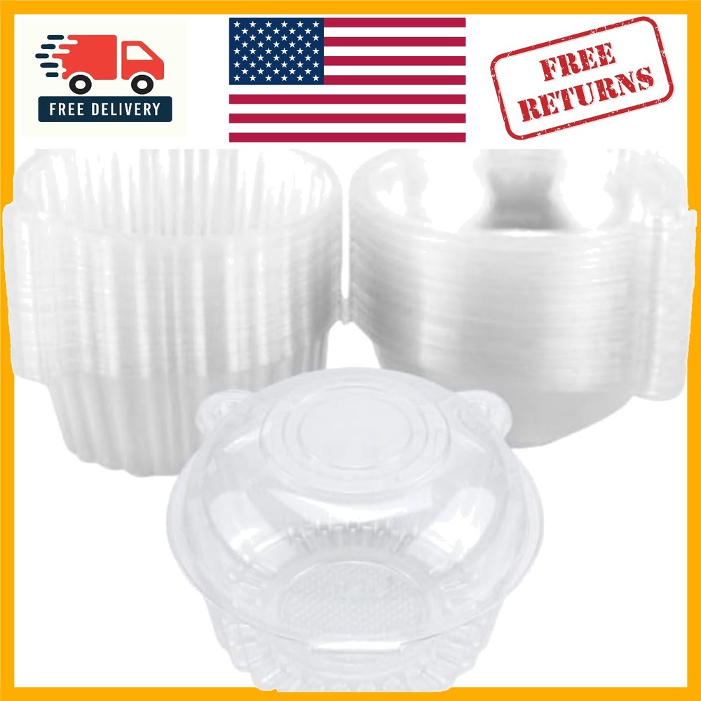 50-Pack BPA-Free Cupcake or Muffin Dome Holders – Perfect for Events & Parties