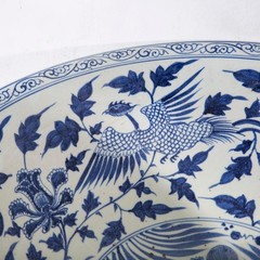Handcrafted Blue and White Village Fish Bowl-Large Ceramic