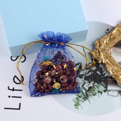 100 Pieces Moon Star Organza Jewelry Candy Bags, 2.7×3.5 Inch Sheer Royal Blue O