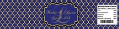 100 Gold Pattern Monogram Navy Blue Background Wedding Water Bottle Labels