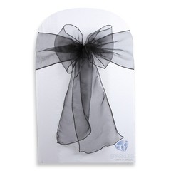 50 pcs Organza Chair Cover Bow Sash 108″x8″ – Black – Wedding Party Banquet sn
