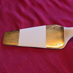 Wedding Cake Server VTG Gold Gilded Filigree Porcelain Dessert Pie Shabby Chic