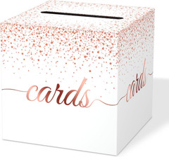 Rose Gold Cards Box for Birthday, Wedding, Bridal or Baby Shower, Graduation, An