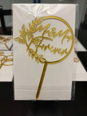 Set of 8 Gold Acrylic Wedding Cake Toppers Bridal Shower Anniversary New