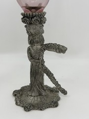 Ballena Bay Renaissance Bride Groom Toasting Flutes Pewter Heart Amethyst Glass