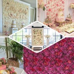 13 sq ft Champagne Pink Assorted Silk Flowers Wall Backdrop Panels Wedding SALE
