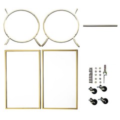 2.5 feet Gold 2-Tier Round Metal Bar Cart with Mirror Glass Serving Trays Home