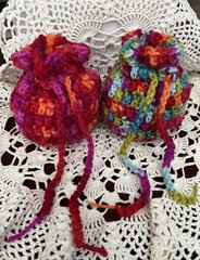 2 Crochet Drawstring Bags Wedding Party Favor Pouch Jewelry Gift Coin Dice Bags