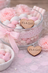 100 qty 1″ It’s A Girl! Wood Hearts Table Confetti Wooden Baby Shower