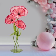 Handmade EVA Corn Poppy Floor Flowers Set Of 3 40×100,50×120,70×140cm Dark Pink