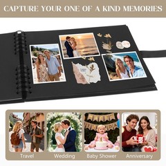 INNOCHEER Photo Album – Self Adhesive 80 Black Pages, Large Scrapbook Wedding…