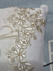 Wedding His/Her Ring Pillow Beaded & Embroidered Beautiful