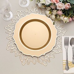 20 GOLD 10.5″ Round Plastic Dinner Plates GOLD Scalloped Rim Events