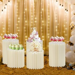 5Pcs Foldable Paper Column Display Stands, Round Cylinder Wedding Flower Stands