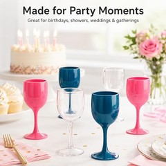 12 Pack 2 oz Clear Plastic Wine Glasses with Stem – Mini Wine 12 Pcs