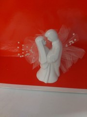 Ceramic Bride & Groom Cake Topper Or Tabletop Figurine (5 Inches Tall)