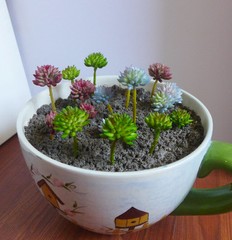 Artificial Succulents Plants 3 Colors Mini Stone Grass Set of 18