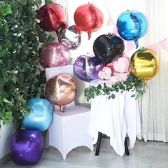2 BURGUNDY 14″ wide 4D Orbz Round Mylar Foil Balloons Wedding Party Supplies