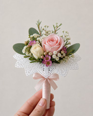 12 pcs Vintage White Plastic Lace Doily Filigree Nosegay Bouquet Flower Holders