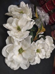 22″ Sweetbay Magnolia Flower Silk Bush, 5 Stems, 6″ Blooms, Alabaster White