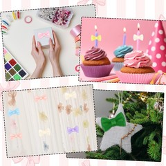 100 Pcs Mini Ribbon Bow 0.8″ Mini Fabric Ribbon Flower Bows Shiny Pink