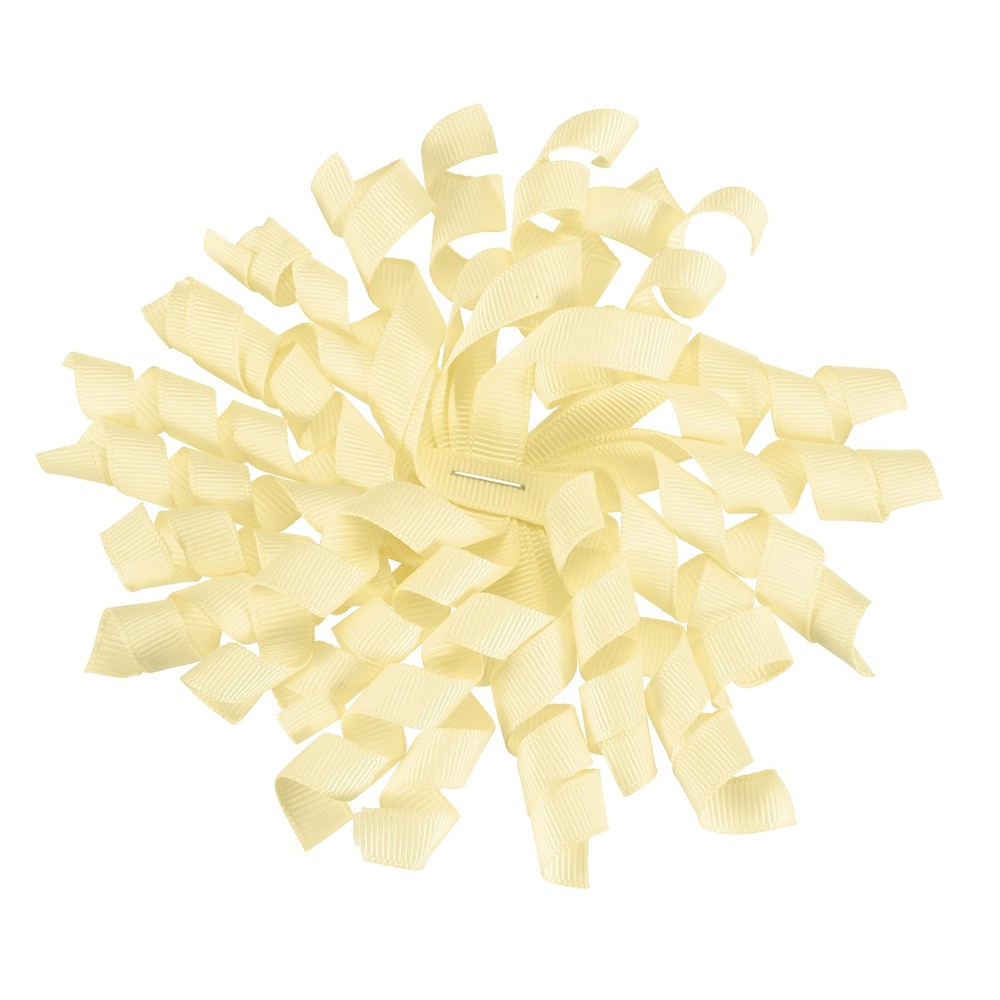 6 Pcs 4 Inch Grosgrain Curly Bows for Gift Wrapping Self-Adhesive Beige
