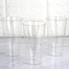 16 oz Clear with Silver Glittered Plastic Cocktail Disposable Glasses TABLEWARE