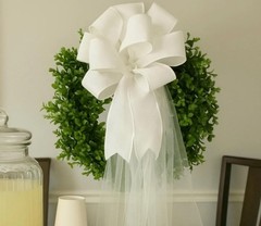 White Wedding Pew Bows/Tulle Tails,Aisle Chair Decorations,Church Ceremony Decor
