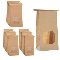25 Pack Brown Kraft Paper Bags with Window, Waterproofing Kraft Paper Bags…