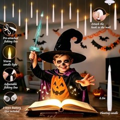 Floating Candles with Wand for Halloween Decorations: 20P-Floating Candles