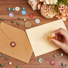CRASPIRE 2 Sides Pattern Wax Seal Stamp 15mm Mini Moon and Sun Star Magic Soi…