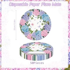 Paper Placemats Disposable 50 Pack Placemats 13.7 Inch Floral Place Hydrangea