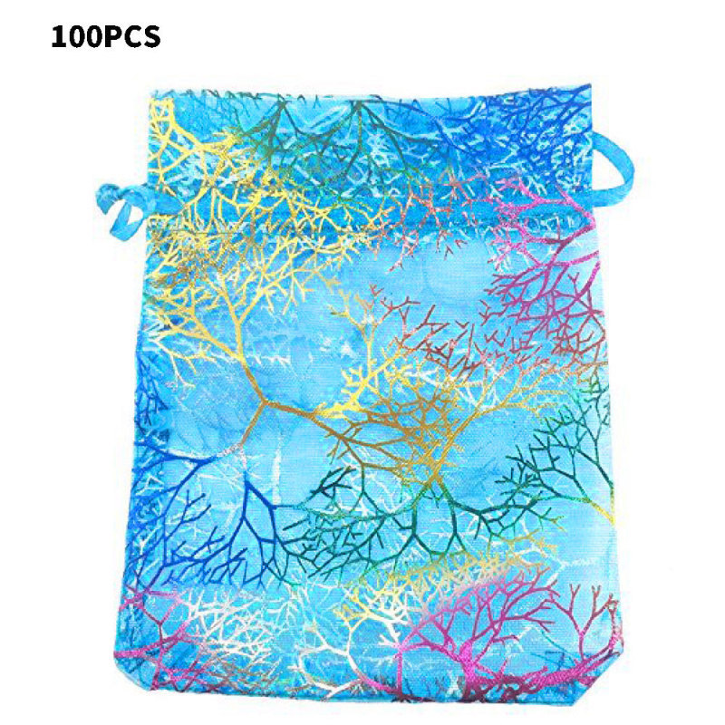 100pc Sheer Coralline Organza Jewelry Pouch Wedding Party Favor Gift Bags