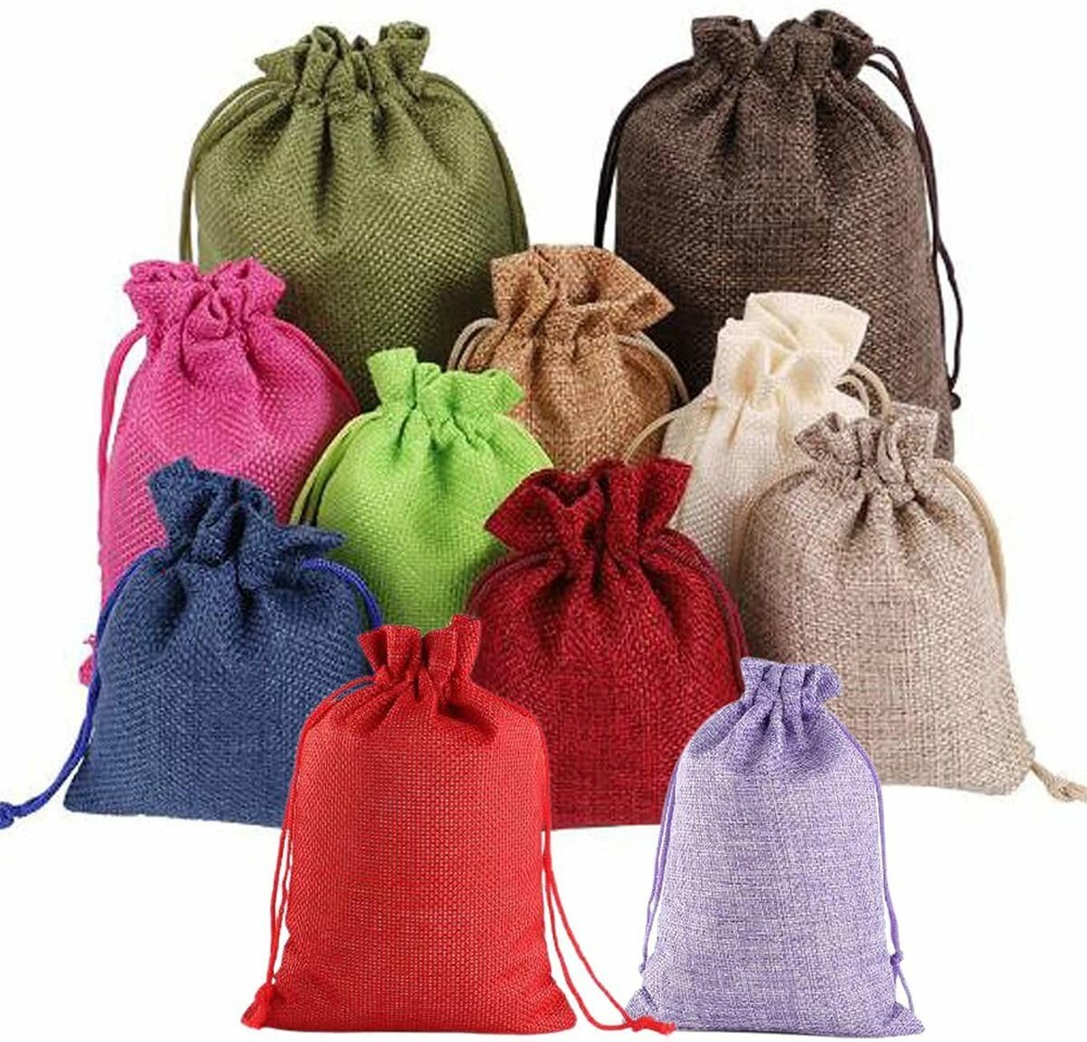 25/50/100 x Drawstring Wedding Favor Burlap Pouch Bags Jewlery Jute Hessian Bags