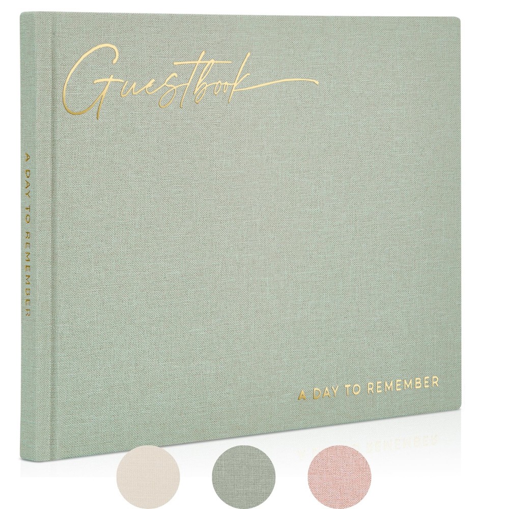Simply Sage Wedding Guest Book for Reception Linen Sign In Book