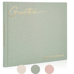 Simply Sage Wedding Guest Book for Reception Linen Sign In Book