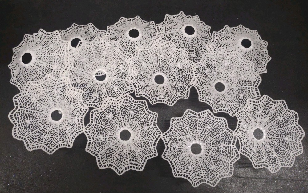 12 Pieces: 1960s Vintage Plastic Lace Wedding Bouquet Collars, 3″ White