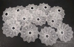 12 Pieces: 1960s Vintage Plastic Lace Wedding Bouquet Collars, 3″ White