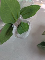 Handmade gardenia wrist corsage and boutonniere Set (light powder blue)