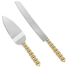 Homi Styles Wedding Cake Knife and Server Set | Elegant Gold Color with Beade…