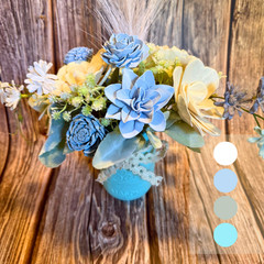 Sola Wood Dusty Blue Wedding Floral Table Centerpieces Set of 3 Mason Jar Decor