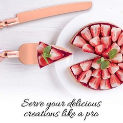 Homi Styles Wedding Cake Knife and Server Set | Rose Gold Color Premium 420 S…