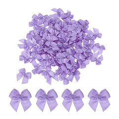 100 Pcs Mini Ribbon Bow 1″ Mini Fabric Satin Ribbon Flower Bows Dark Purple