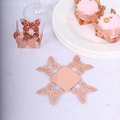 50 Metallic 4 in Mini Butterfly Square Cupcake Dessert PAPER LINERS Party Events